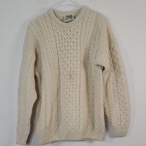 Womens Vintage Wool Aran Chunky Cableknit Fisherman Sweater Size Med Ireland
